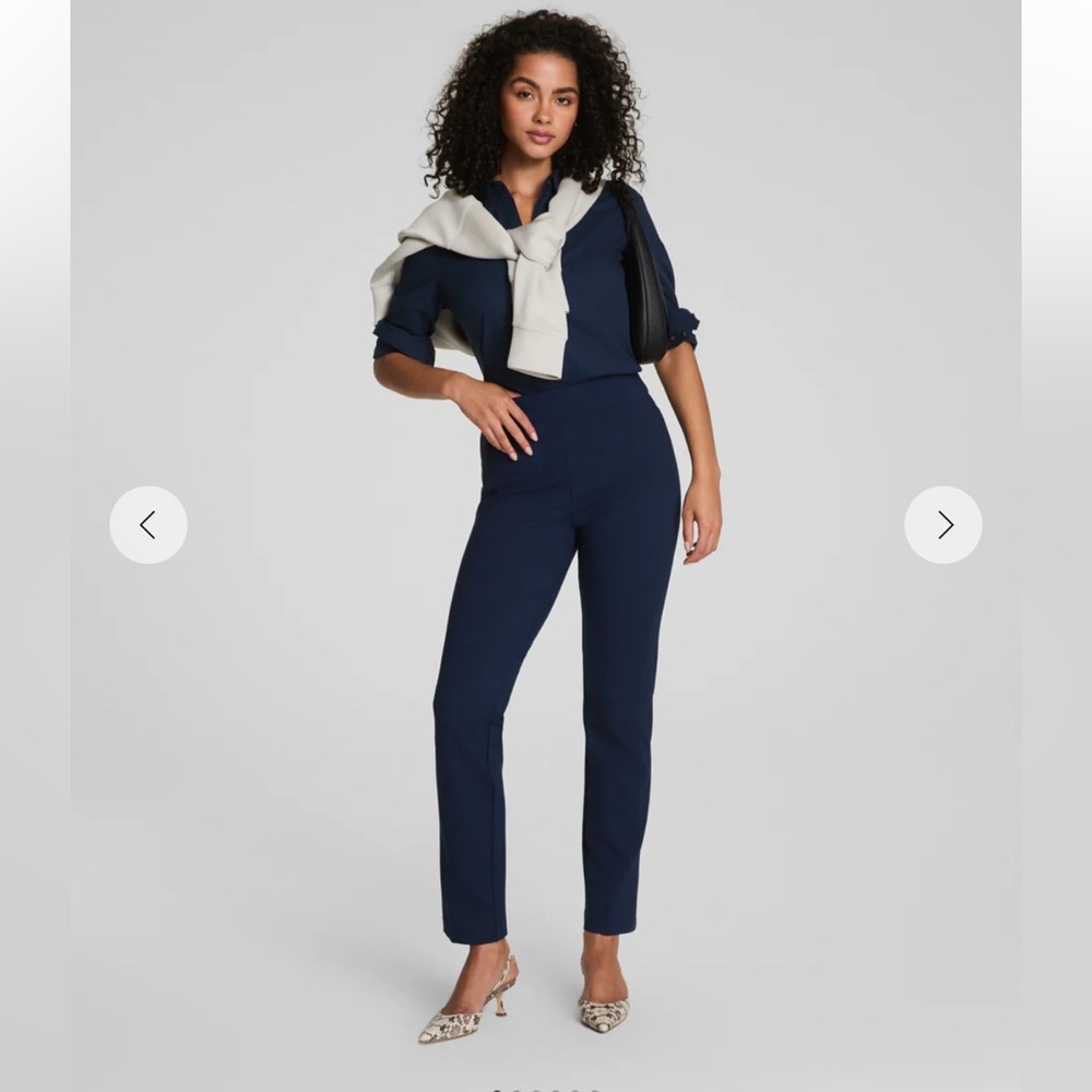 SPANX ponte slim straight pants navy